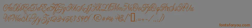 フォントCacLaskoCondensed – 茶色の文字が灰色の背景にあります。