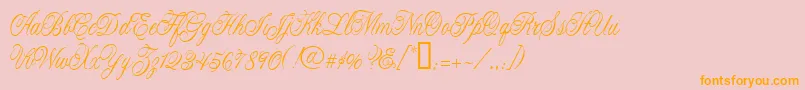 CacLaskoCondensed-Schriftart – Orangefarbene Schriften auf rosa Hintergrund