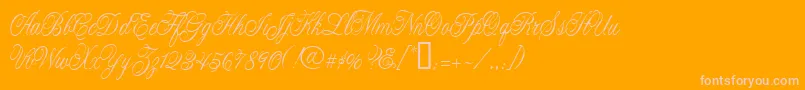 CacLaskoCondensed-fontti – vaaleanpunaiset fontit oranssilla taustalla