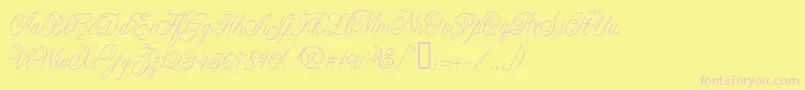 CacLaskoCondensed-Schriftart – Rosa Schriften auf gelbem Hintergrund