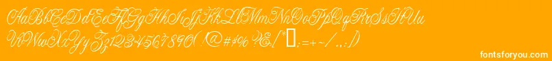 CacLaskoCondensed-Schriftart – Weiße Schriften auf orangefarbenem Hintergrund