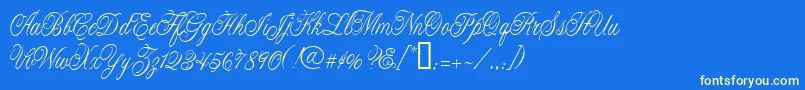 CacLaskoCondensed Font – Yellow Fonts on Blue Background