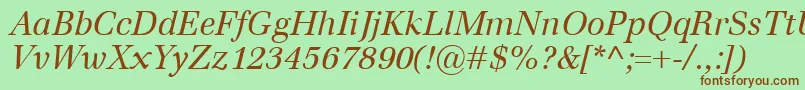 Fonte EmonaItalic – fontes marrons em um fundo verde