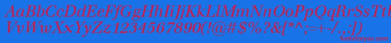 EmonaItalic Font – Red Fonts on Blue Background