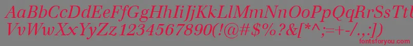 フォントEmonaItalic – 赤い文字の灰色の背景