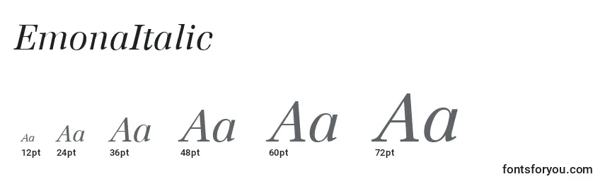 Размеры шрифта EmonaItalic