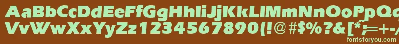 フォントE820SansUltraRegular – 緑色の文字が茶色の背景にあります。
