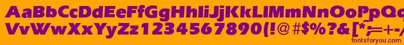 E820SansUltraRegular-fontti – violetit fontit oranssilla taustalla