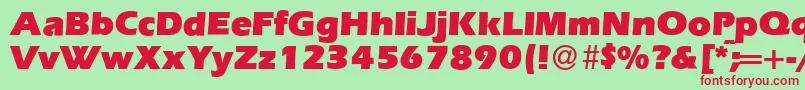E820SansUltraRegular-fontti – punaiset fontit vihreällä taustalla