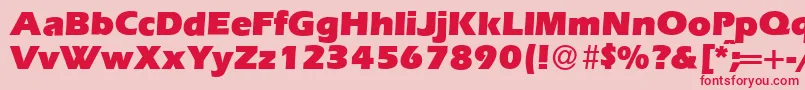 Fonte E820SansUltraRegular – fontes vermelhas em um fundo rosa