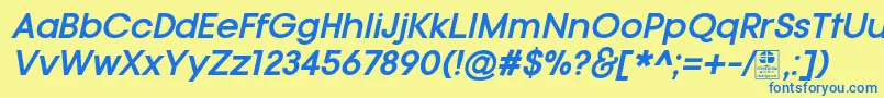 TypoGotikaBoldItalicDemo-Schriftart – Blaue Schriften auf gelbem Hintergrund