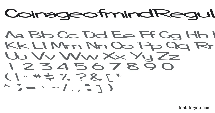Schriftart CoinageofmindRegularTtext – Alphabet, Zahlen, spezielle Symbole