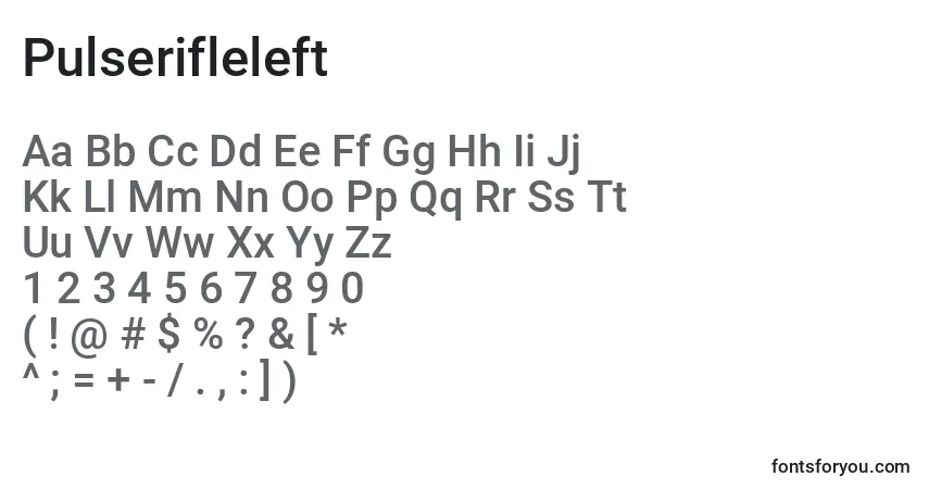 Schriftart Pulserifleleft – Alphabet, Zahlen, spezielle Symbole