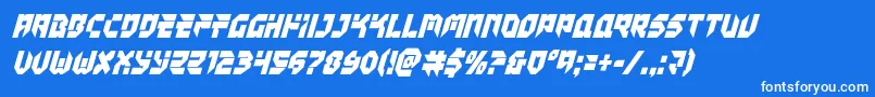 Fonte Tokyodriftercondital – fontes brancas em um fundo azul