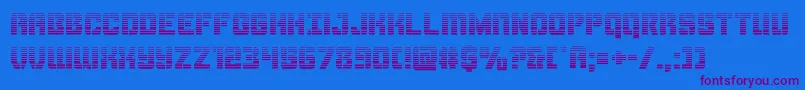 Thundertroopergrad-Schriftart – Violette Schriften auf blauem Hintergrund