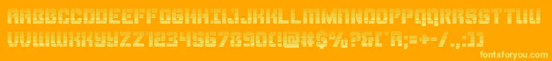 Thundertroopergrad-Schriftart – Gelbe Schriften auf orangefarbenem Hintergrund