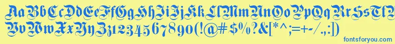 Fettekanzleiosf Font – Blue Fonts on Yellow Background