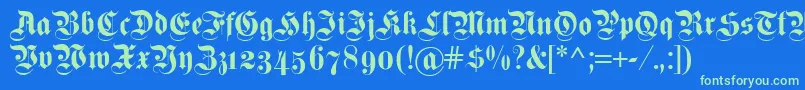 Fettekanzleiosf Font – Green Fonts on Blue Background