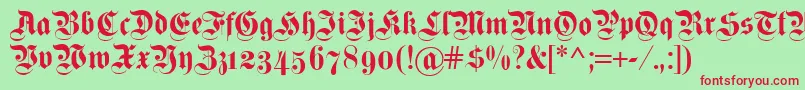 Fettekanzleiosf Font – Red Fonts on Green Background