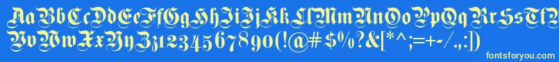 Fettekanzleiosf Font – Yellow Fonts on Blue Background