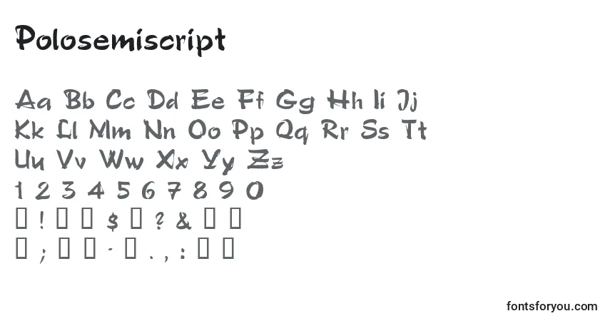 Schriftart Polosemiscript – Alphabet, Zahlen, spezielle Symbole