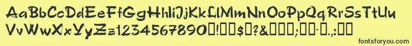 Polosemiscript Font – Black Fonts on Yellow Background