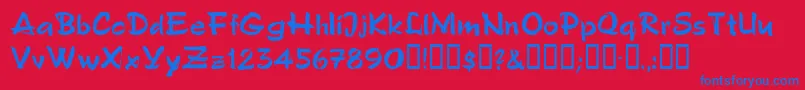 Polosemiscript-Schriftart – Blaue Schriften auf rotem Hintergrund
