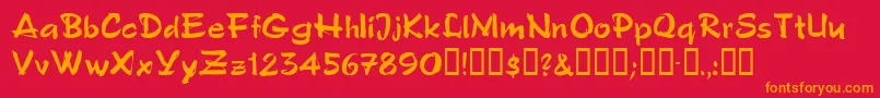 Polosemiscript Font – Orange Fonts on Red Background