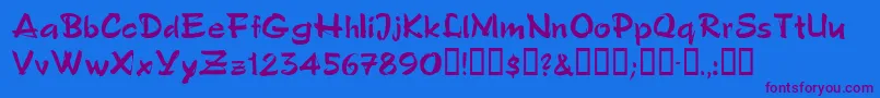 Polosemiscript Font – Purple Fonts on Blue Background