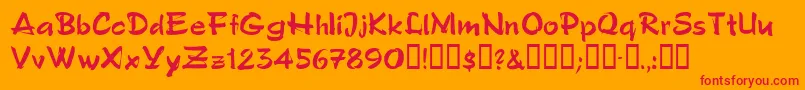 Polosemiscript Font – Red Fonts on Orange Background