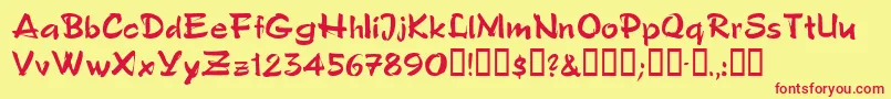 Polosemiscript Font – Red Fonts on Yellow Background