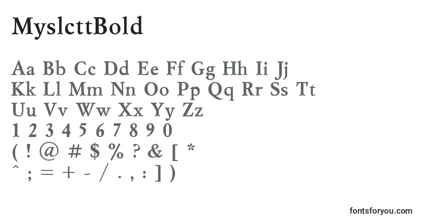 Czcionka MyslcttBold – alfabet, cyfry, specjalne znaki