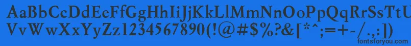 MyslcttBold-Schriftart – Schwarze Schriften auf blauem Hintergrund