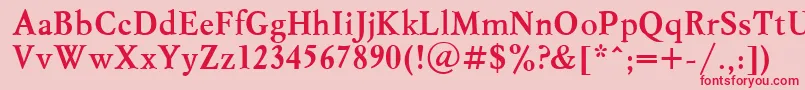 フォントMyslcttBold – ピンクの背景に赤い文字