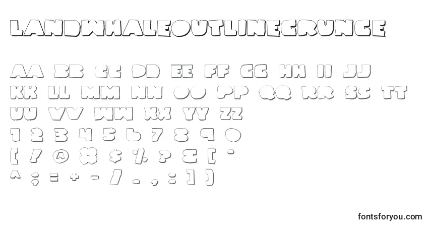 A fonte LandWhaleOutlineGrunge – alfabeto, números, caracteres especiais