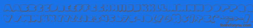 フォントLandWhaleOutlineGrunge – 茶色の文字が青い背景にあります。