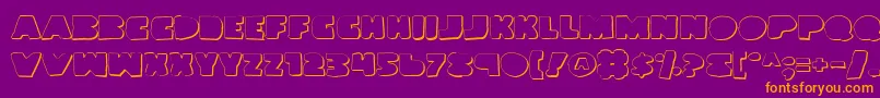 LandWhaleOutlineGrunge-Schriftart – Orangefarbene Schriften auf violettem Hintergrund