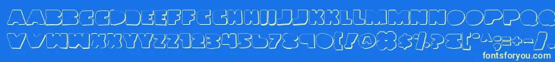 LandWhaleOutlineGrunge-fontti – keltaiset fontit sinisellä taustalla