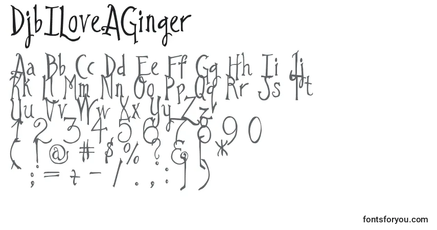 DjbILoveAGinger Font – alphabet, numbers, special characters