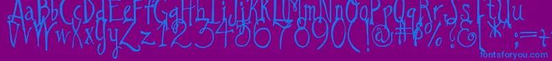 DjbILoveAGinger Font – Blue Fonts on Purple Background