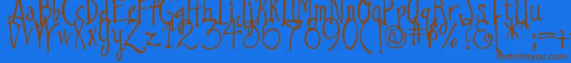 DjbILoveAGinger Font – Brown Fonts on Blue Background