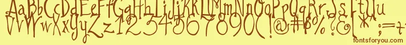 DjbILoveAGinger Font – Brown Fonts on Yellow Background