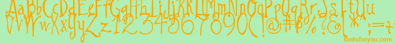 DjbILoveAGinger-Schriftart – Orangefarbene Schriften auf grünem Hintergrund