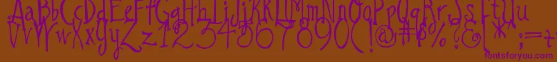 DjbILoveAGinger Font – Purple Fonts on Brown Background