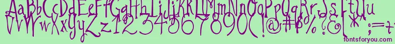 DjbILoveAGinger Font – Purple Fonts on Green Background