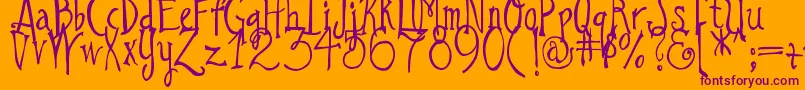 DjbILoveAGinger Font – Purple Fonts on Orange Background