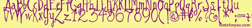 DjbILoveAGinger Font – Purple Fonts on Yellow Background