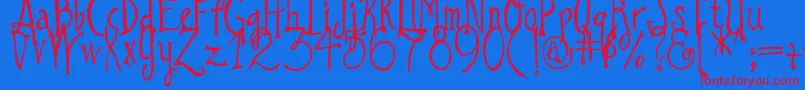 DjbILoveAGinger Font – Red Fonts on Blue Background