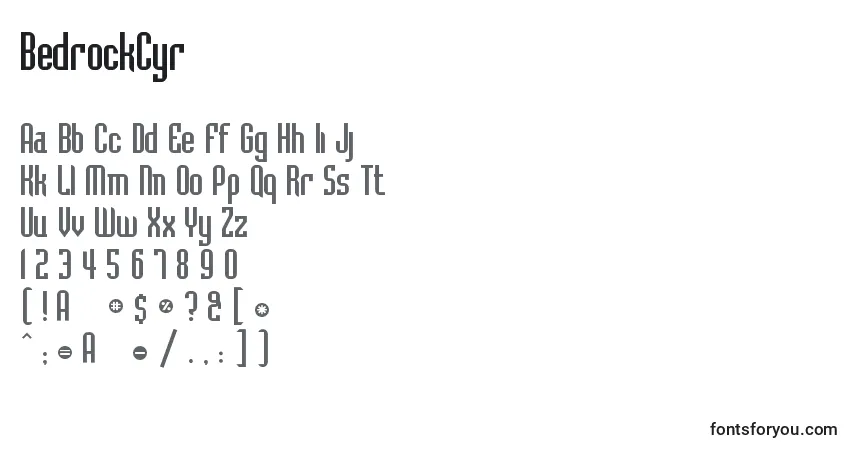 Schriftart BedrockCyr – Alphabet, Zahlen, spezielle Symbole