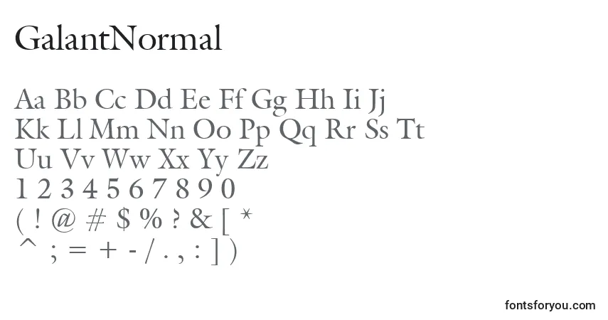 GalantNormal-fontti – aakkoset, numerot, erikoismerkit
